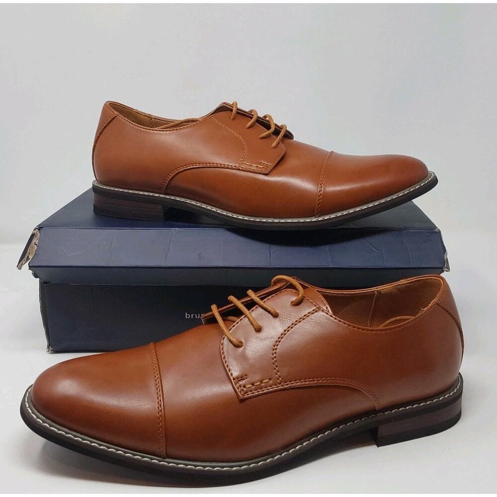 Bruno Marc Brown Cap Toe Oxford Dress Shoes Men’s 9.5 Lace Up Formal AG3UFFER